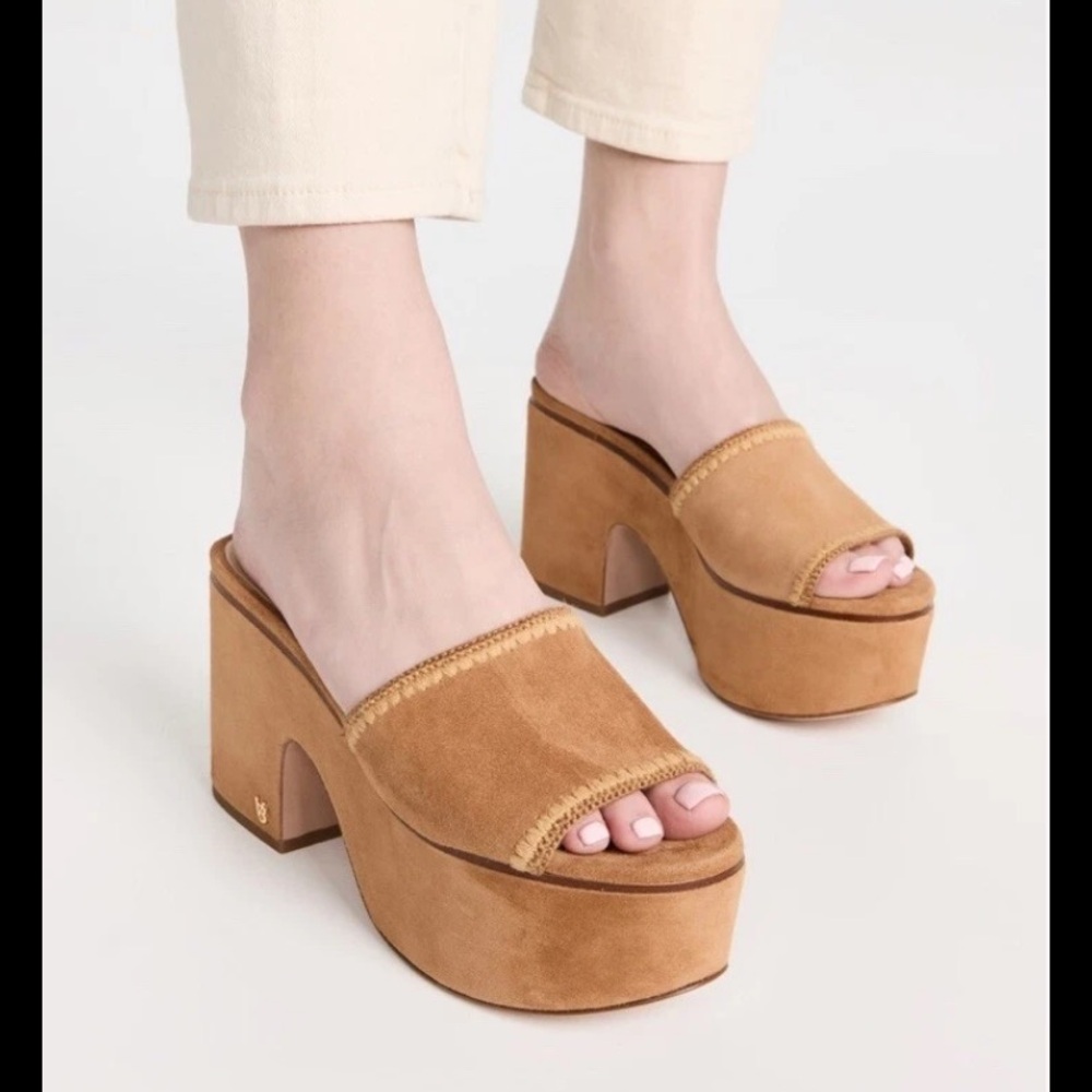 Veronica Beard NEW dessi Camel Platform Mules sandals size 9.5